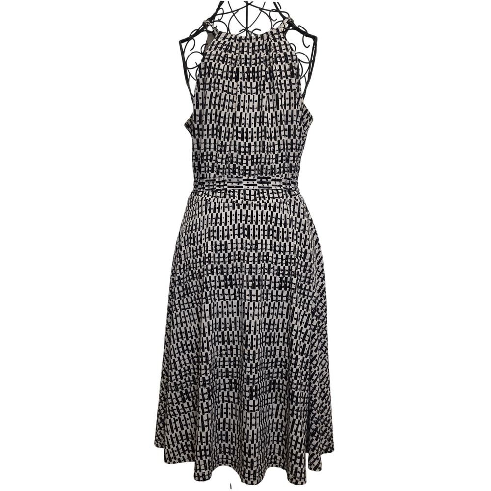 Ann Taylor Geometric Abstract Print Halter Midi Dress Black White Size Medium